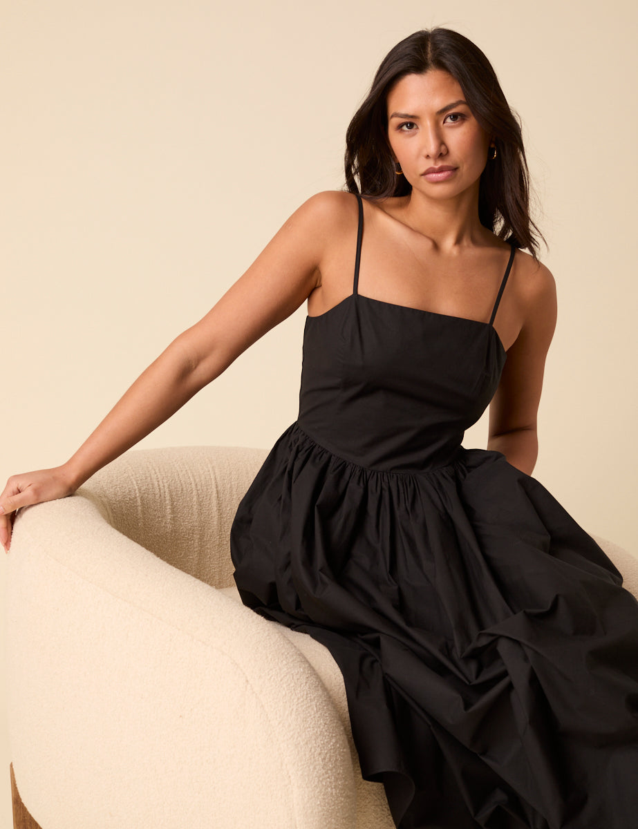 Black Madeline Midi Dress