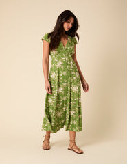 Green Floral Avery Midi Dress