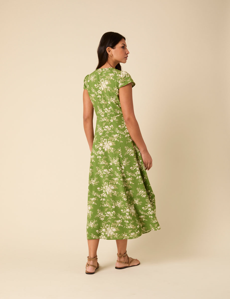 Green Floral Avery Midi Dress