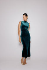 Green Velvet Margot Midi Dress