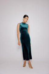 Green Velvet Margot Midi Dress