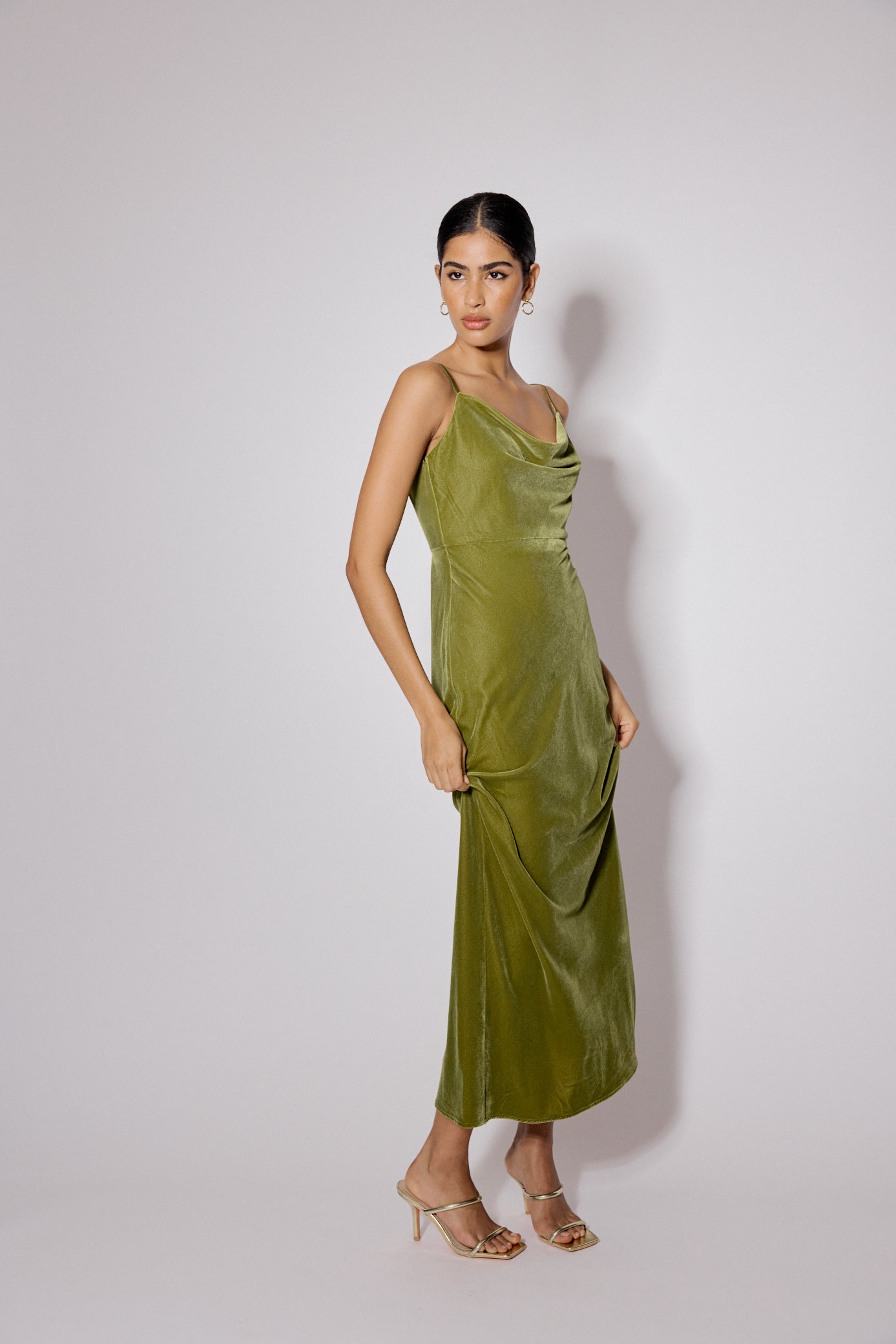 Green Velvet Trixie Midi Dress