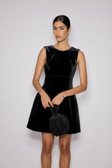 Black Velvet A-line Gemini Mini Dress