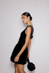 Black Velvet A-line Gemini Mini Dress