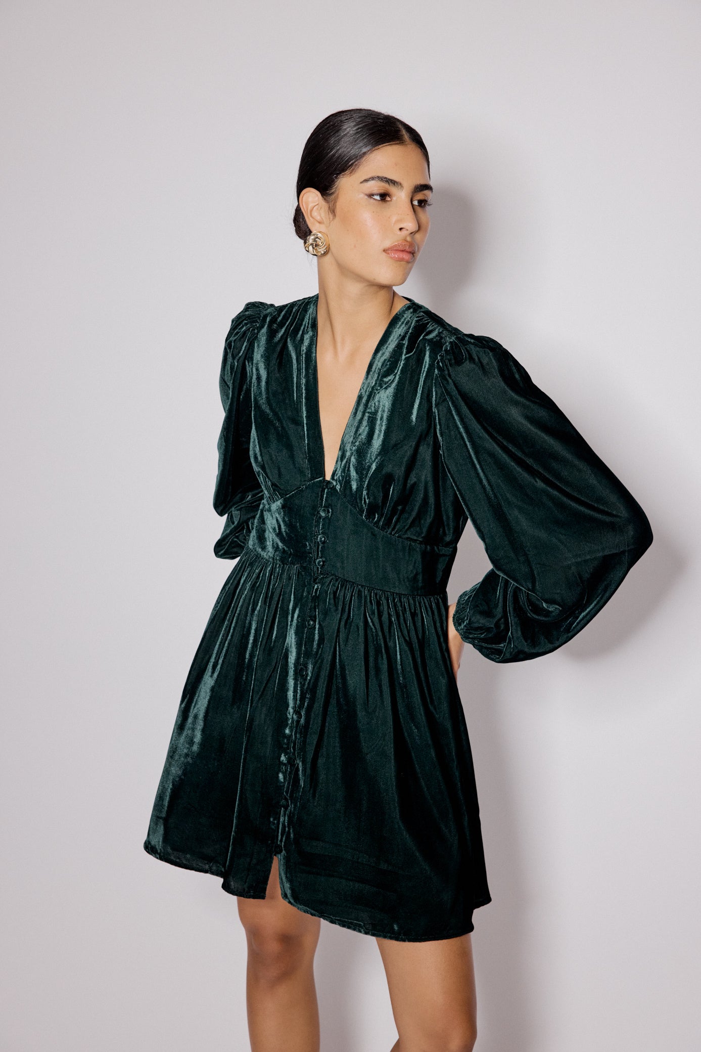 Green Velvet Starlight Mini Dress