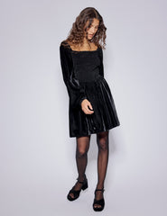 Black Velvet Balloon Sleeve Jupiter Mini Dress