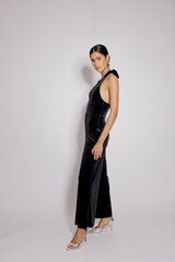 Black Velvet Halter Neck Jumpsuit
