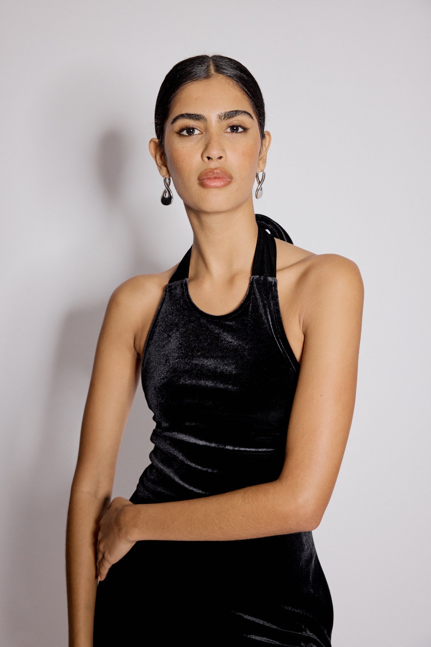 Black Velvet Halter Neck Jumpsuit