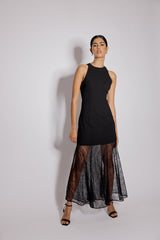 Black Vanessa Lace Skirt Midi Dress