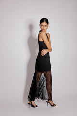 Black Vanessa Lace Skirt Midi Dress