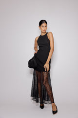 Black Vanessa Lace Skirt Midi Dress