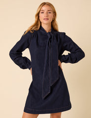 Dark Denim Bow Willow Mini Dress