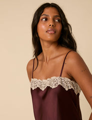 Burgundy Lace Trim Ally Mini Dress