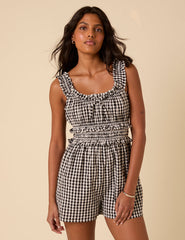 Black Gingham Sleeveless Aria Playsuit
