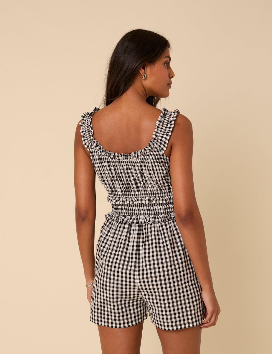 Black Gingham Sleeveless Aria Playsuit