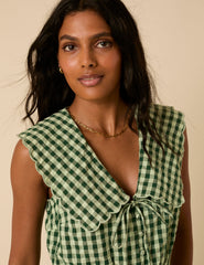 Green Gingham Sleeveless Playsuit