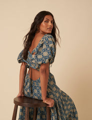 Blue Tile Printed Aria Midi Dress