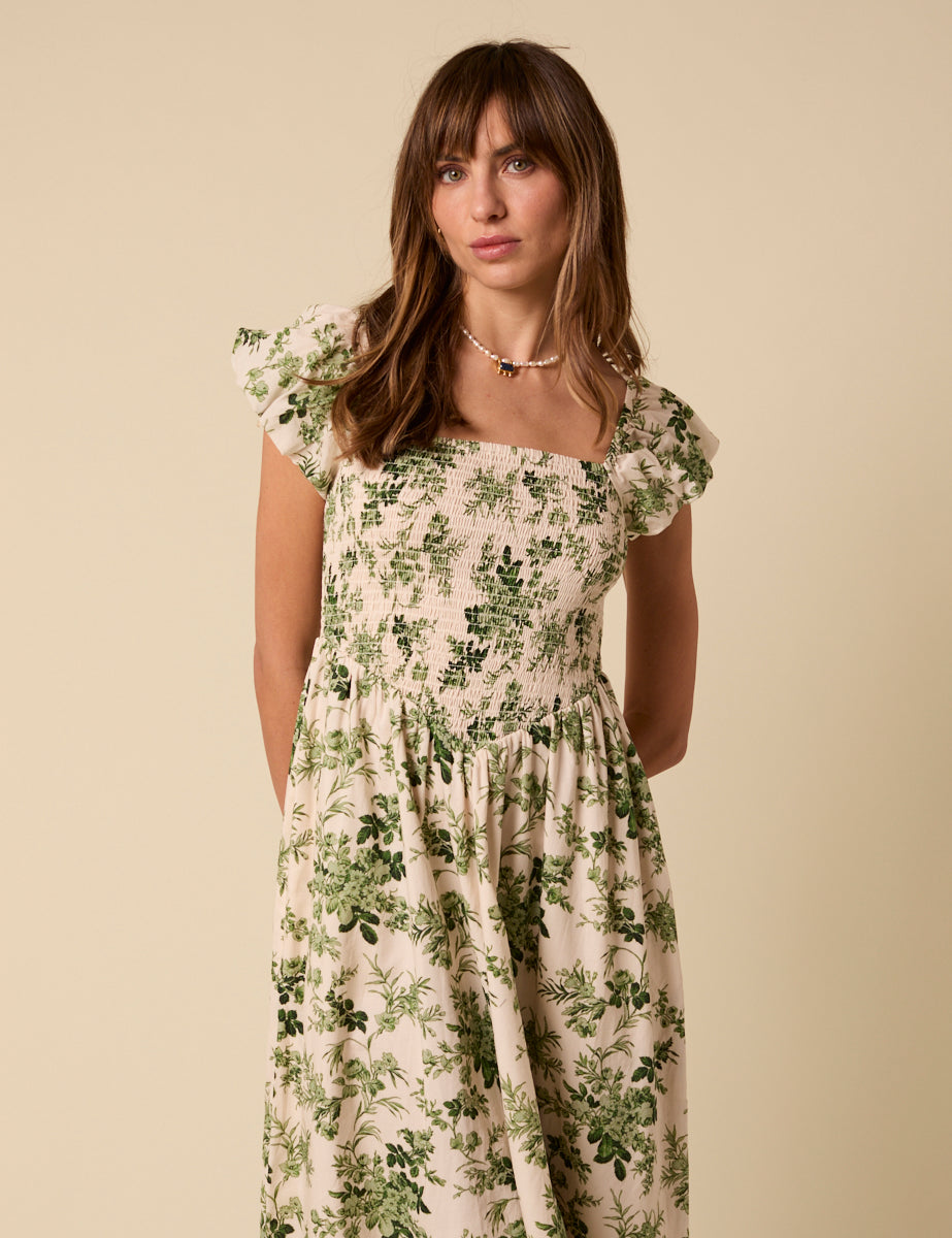 Cream Floral Imogen Midi Dress