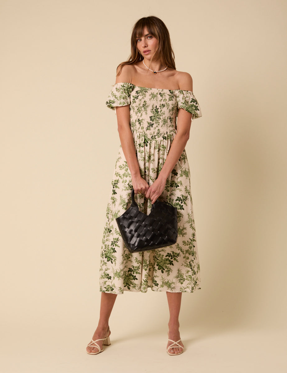 Cream Floral Imogen Midi Dress