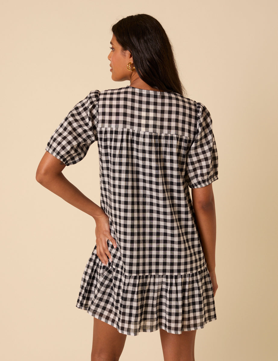 Black Gingham Phoebe Mini Dress