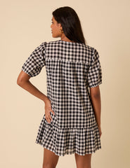 Black Gingham Phoebe Mini Dress