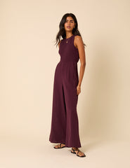 Plum Shirred Ruth Jumpsuit