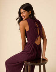 Plum Shirred Ruth Jumpsuit