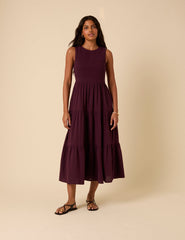 Purple Sleeveless Tiered Charlie Midi Dress