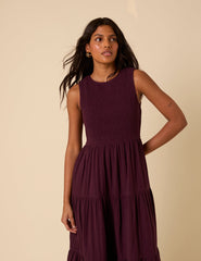 Purple Sleeveless Tiered Charlie Midi Dress