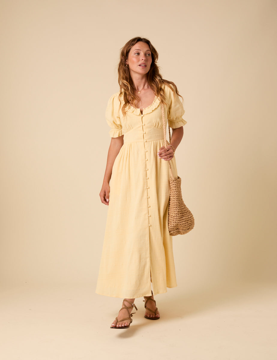 Butter Yellow Flossie Midi Dress