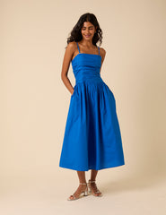 Blue Bandeau Felicity Midi Dress