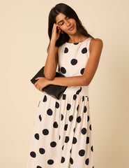 White Polka Dot Kyla Midi Dress