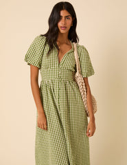 Green Gingham Starlight Midi Dress