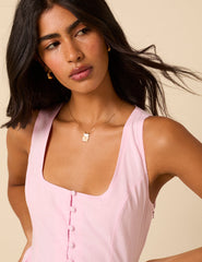 Baby Pink Drop Waist Cora Midi Dress