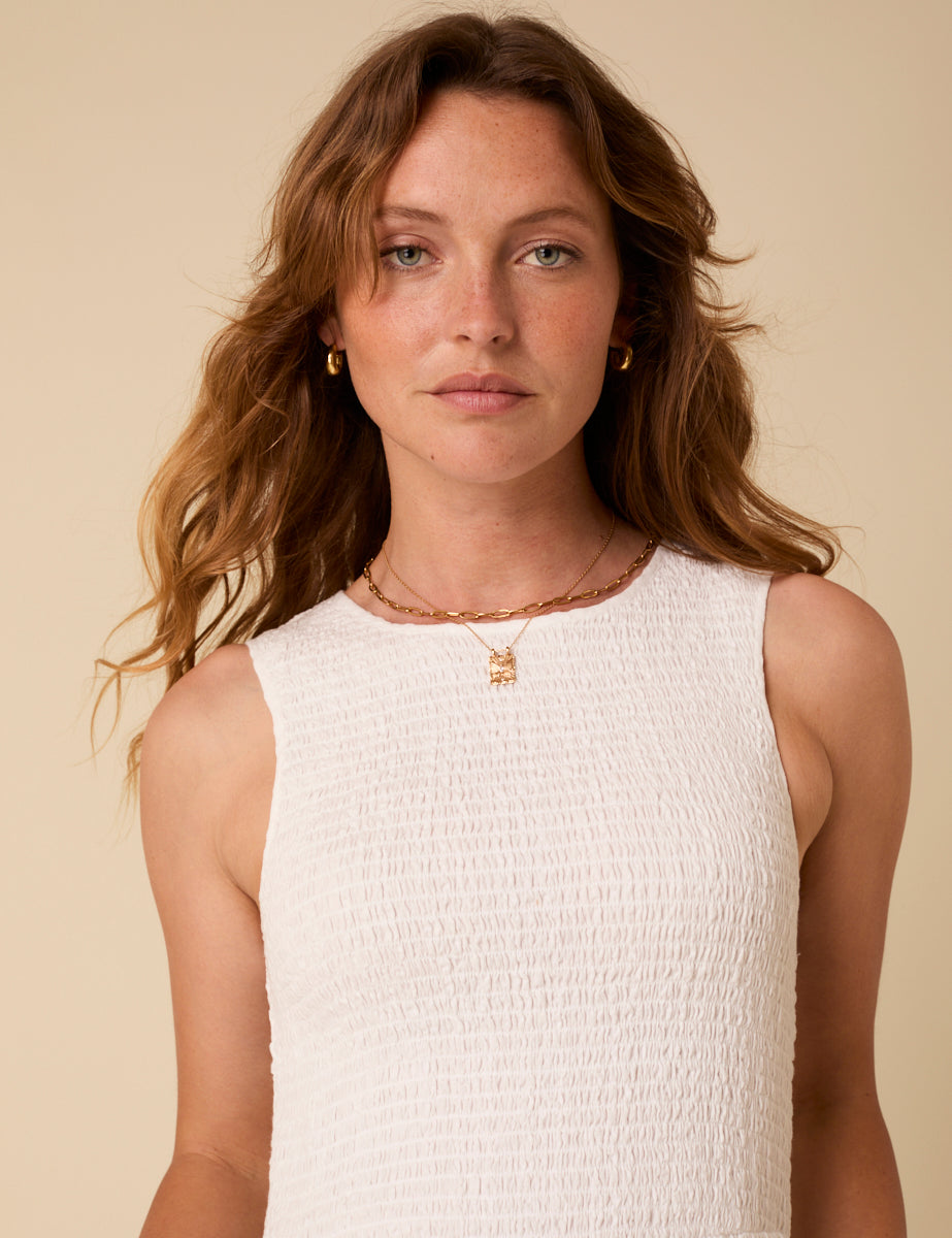 White Sleeveless Tiered Charlie Midi Dress