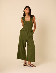 Khaki Cropped Length Maya Jumpsuit