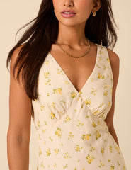 Cream Ditsy Floral Helena Midi Dress
