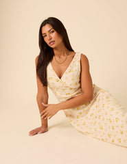 Cream Ditsy Floral Helena Midi Dress