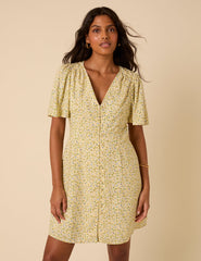 Butter Yellow Ditsy Floral Andie Mini Dress