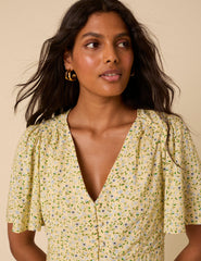 Butter Yellow Ditsy Floral Andie Mini Dress