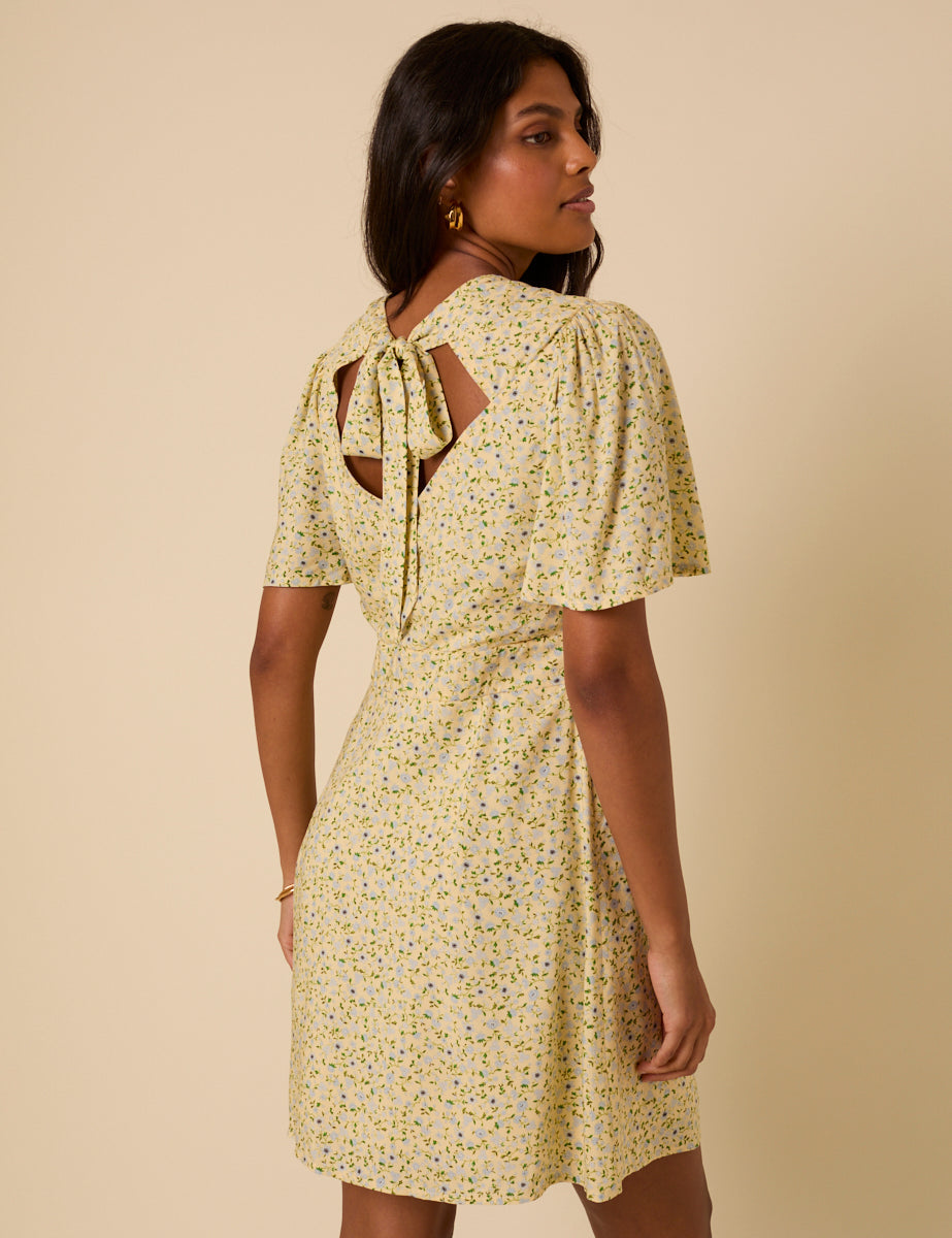 Butter Yellow Ditsy Floral Andie Mini Dress