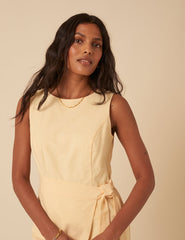 Butter Yellow Tie Waist Lottie Mini Dress