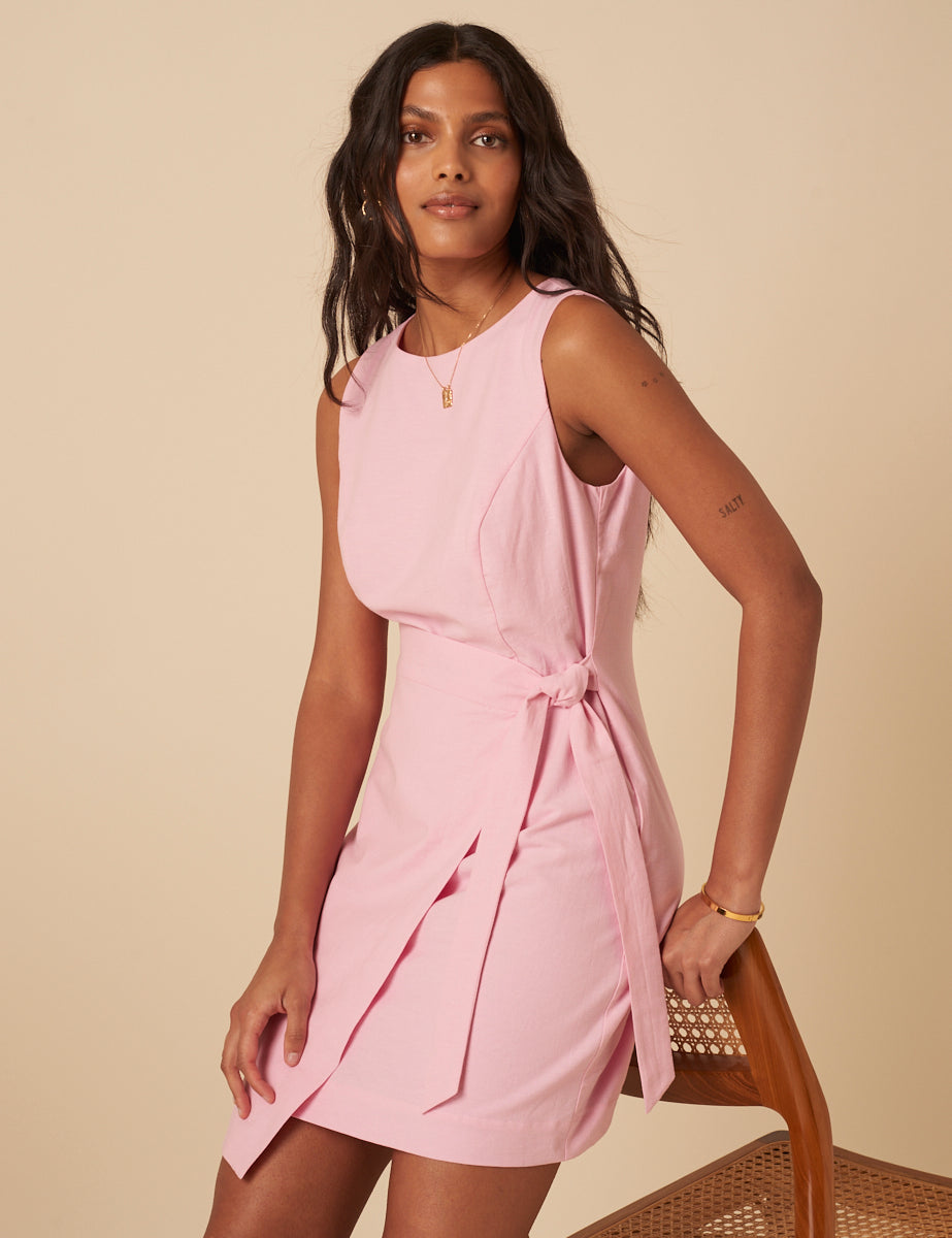 Pink Tie Waist Lottie Mini Dress
