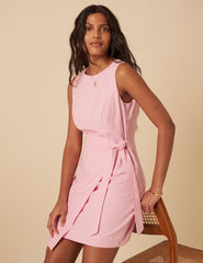 Pink Tie Waist Lottie Mini Dress