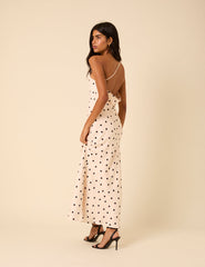 White Polka Dot One Shoulder Pia Maxi Dress