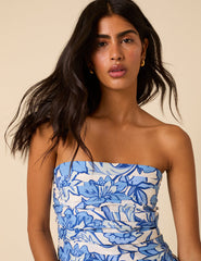 Blue Floral Bandeau Felicity Midi Dress