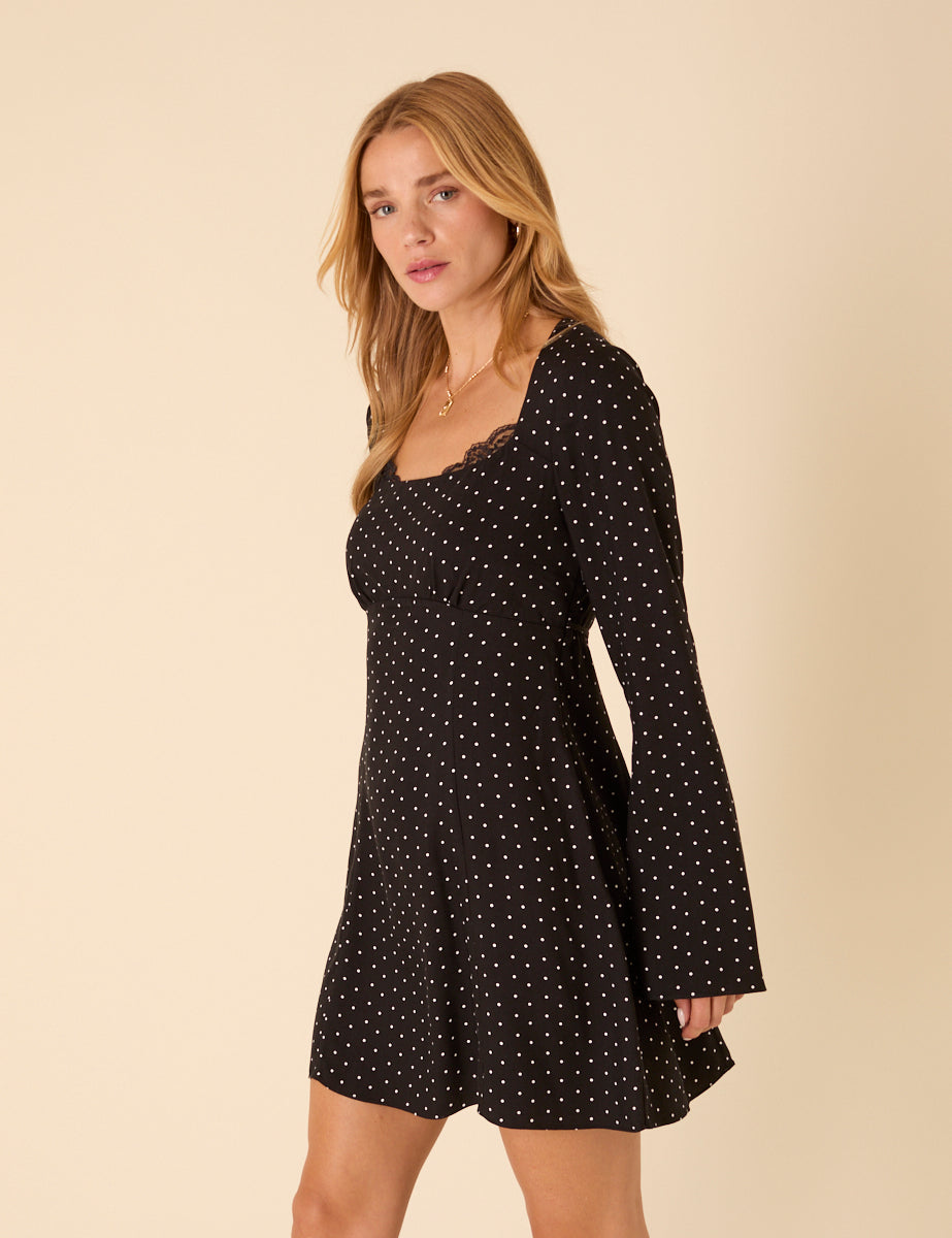 Black Polka Dot Olivia Mini Dress