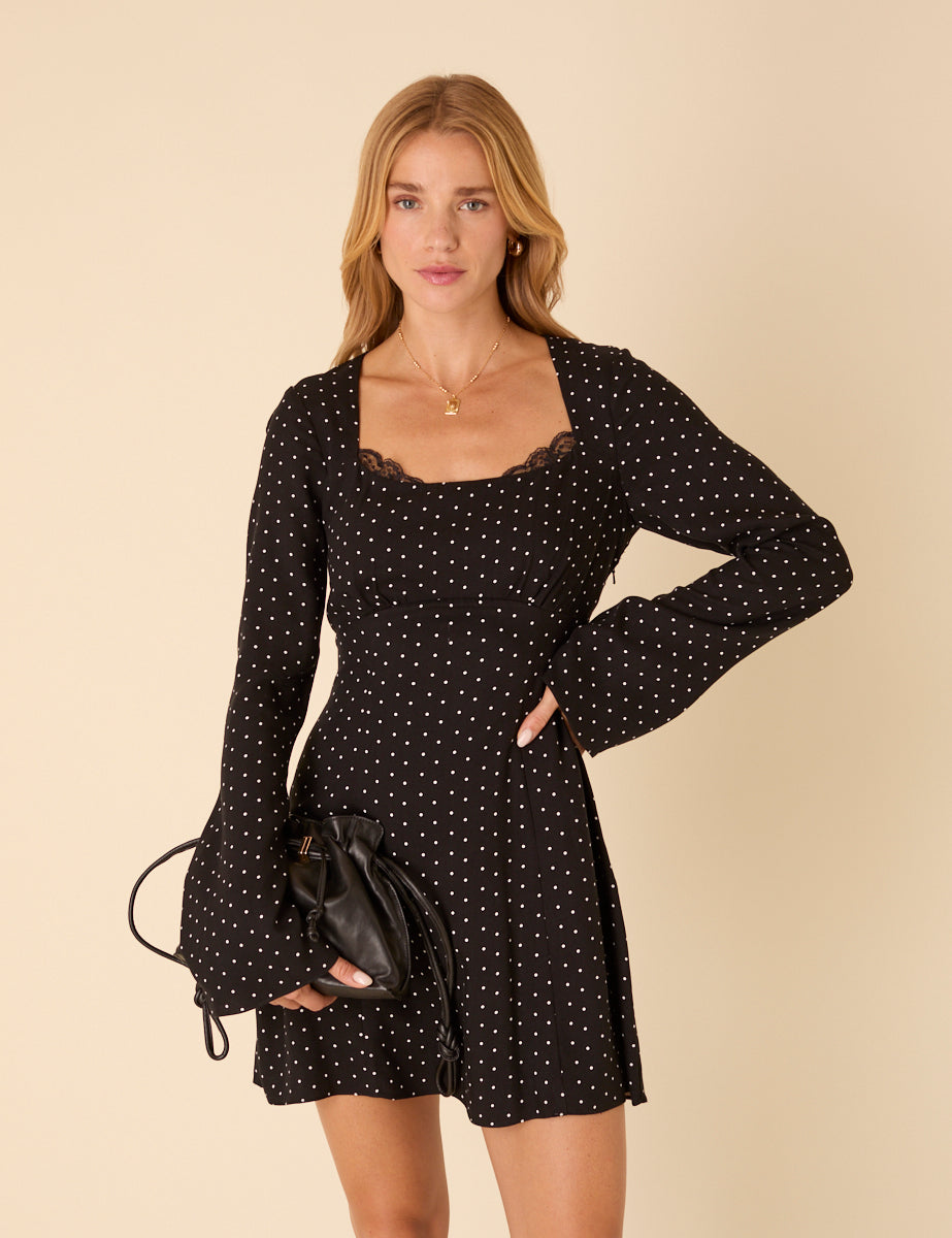 Black Polka Dot Olivia Mini Dress