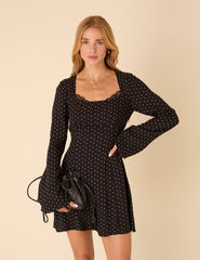 Black Polka Dot Olivia Mini Dress