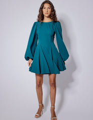 Turquoise Balloon Sleeve Ava Mini Dress